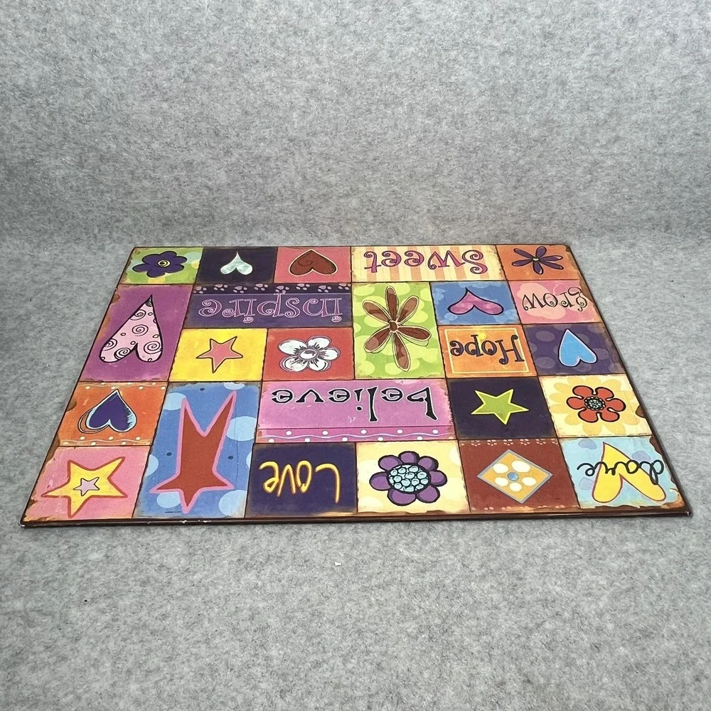 Colorful Inspirational Metal‎ Wall Art Plaque Inspire Believe Hope Love Home